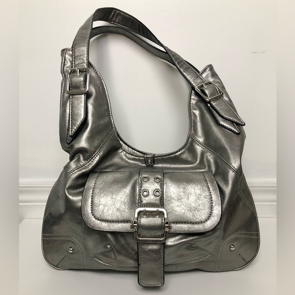 Franco Sarto Handbags - Franco Sarto Metallic Silver Large Shoulder HandBag Purse